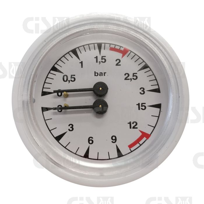 Boiler pump pressure gauge Ø63 - Dual scale 3-15 bar - G1/8 connections