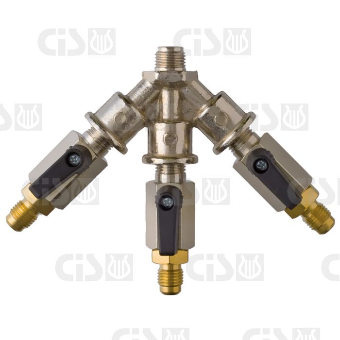 Y manifold 3 outlets shut-off ball valve
