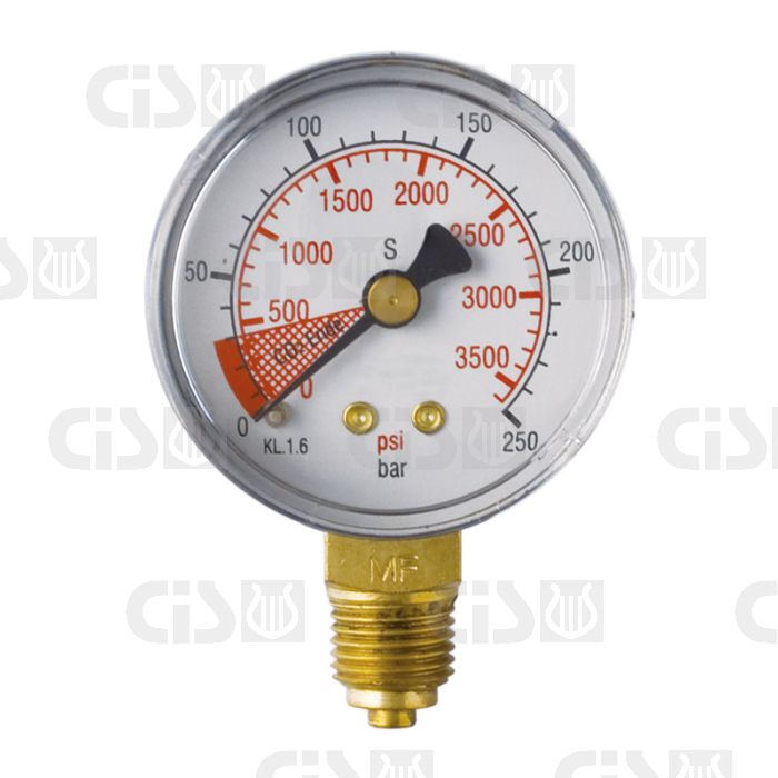 High pressure gauge ø50 - scale bar/psi- maximum range 250 bar