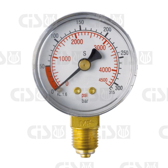 High pressure gauge ø50 - scale bar /psi - maimum range 315 bar 