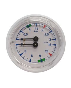 Boiler pump pressure gauge Ø63 - Dual scale 3-15 bar - G1/8 connections