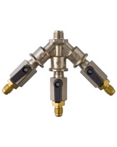 Y manifold 3 outlets shut-off ball valve