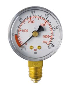 High pressure gauge ø50 - scale bar /psi - maimum range 315 bar 
